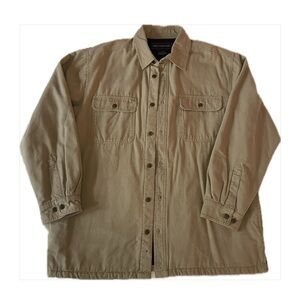 Weathercast Men's Tan Collared Button-Up Shirt Jacket Size L